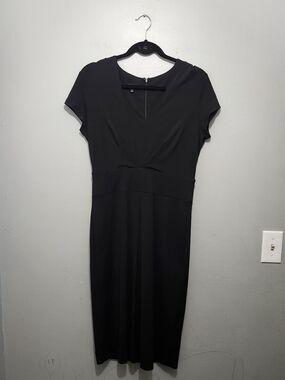 Talbots Black Midi Dress with V-Neck Size 8